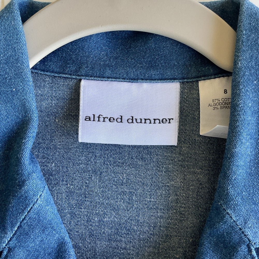 Alfred Dunner Denim Pearl Button Beaded Embroidered Fringe Blouse M 40in Women's - Picture 5 of 16